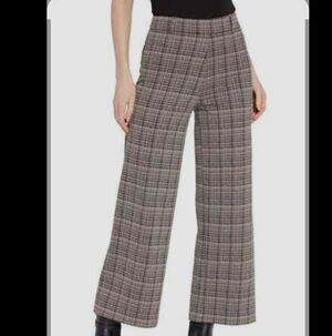 Pink Martini Sz S Wide Leg Cropped Plaid Earthy Tone Old Money Pants